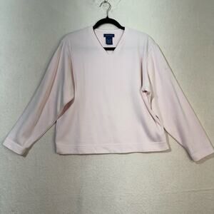 Faconnable Premium Long Sleeve Cotton Knit V-Neck Shirt Small Basic Minimalist